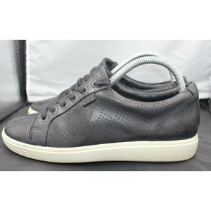 Ecco Soft 7 Womens Shoes Size 8 Black Leather Lace Up Comfort Casual Sneakers